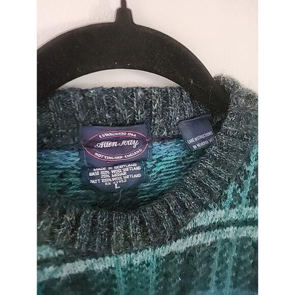 SOLD Allen Solly Blue Green Plaid Wool Mohair Vintage Sweater Large - Picture 3 of 7